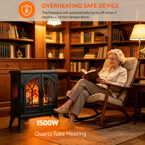 English Elm 24 Inch Infrared Quartz Stove Heater with 3d Flame Effect and Remote Control W1769112700