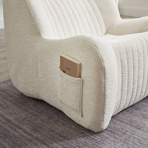 English Elm Bean Bean Bag Chair with Armrests Ergonomic Chenille Lounge Seat Filled with High-Resilience Sponge White W3434P329959