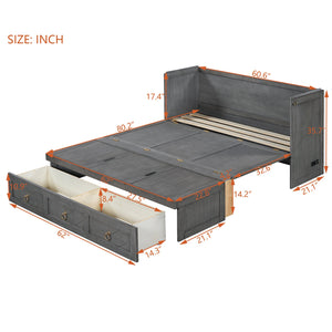 English Elm Queen Murphy Wall Bed with Pull Out Storage Drawer and Built in Usb Charging Gray LP000428AAE