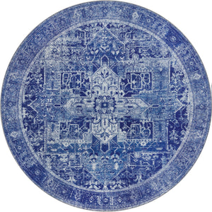 Unique Loom Timeless Peter Machine Made Abstract Rug Navy Blue,  7' 6" x 7' 7"