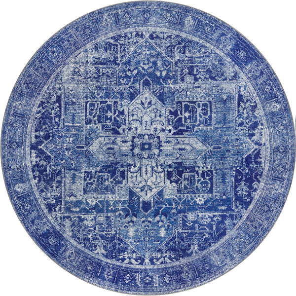 Unique Loom Timeless Peter Machine Made Abstract Rug Navy Blue,  7' 6" x 7' 7"