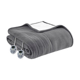 Serta Fleece to Sherpa Casual Heated Blanket ST54-0102 Dark Grey