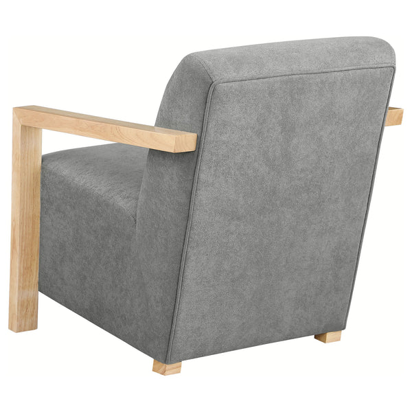 English Elm Landis Grey Fabric Accent Chair with Natural Wood Arms for Modern Living Spaces B062P441110