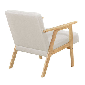 English Elm Modern Mid-Century Accent Chair Walnut Frame with Textured Linen Upholstery and Cushioned Seat Comfortfulness Beige,Natural 26.5 L x 23.5 W x 10 H B011P308034