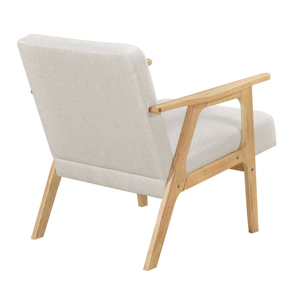 English Elm Modern Mid-Century Accent Chair Walnut Frame with Textured Linen Upholstery and Cushioned Seat Comfortfulness Beige,Natural 26.5 L x 23.5 W x 10 H B011P308034