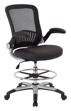 OSP Home Furnishings Mesh Back Ergonomic Drafting Chair with Lumbar Support Padded Seat and Adjustable Foot Ring DCY69006-U6