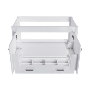 English Elm 42'' White Bathroom Vanity Base Cabinet with Doors & Soft-Close Drawer, Solid Frame MDF, Fits 43x22 Sink W509P347342
