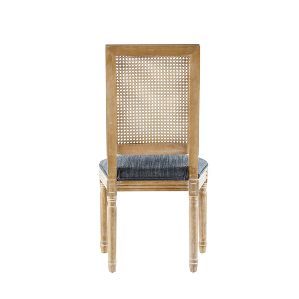 English Elm [set of 2] French Provincial Rubberwood Dining Chairs with Cane Back and Fluted Legs Blue Gray N767P375346U