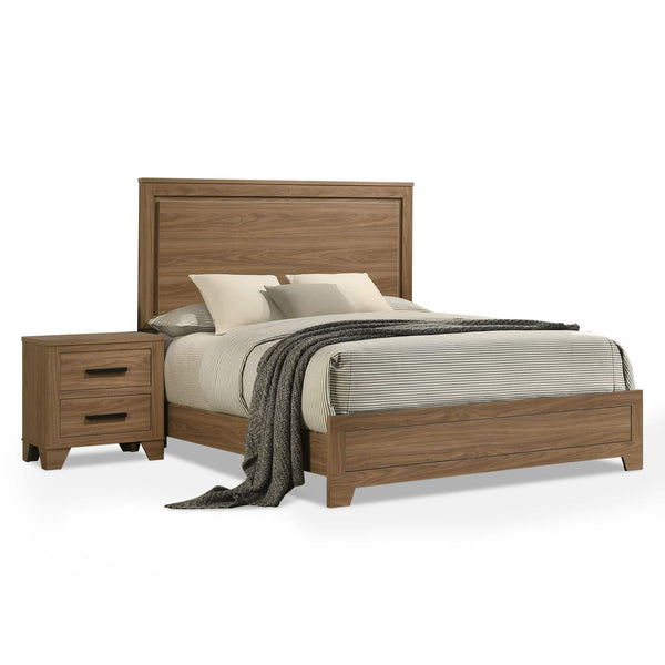 English Elm Contemporary Glam Twin Bed Set with Led Headboard Embossed Panels and Trundle Included B2741S00875