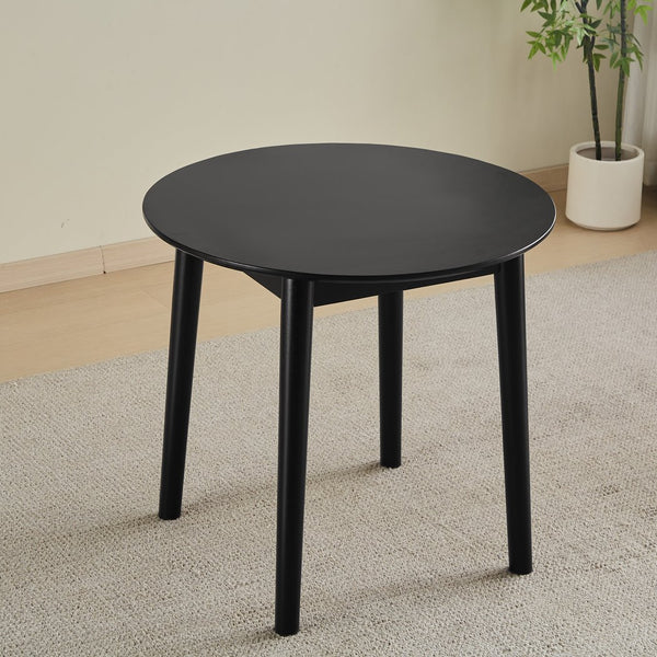 English Elm Black Round Table solid rubberwood 31.5" diameter — sturdy, space-saving dining or coffee table, modern rustic finish W2720P198347