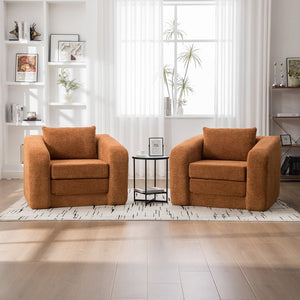 English Elm 40" Chenille Cloud Floor Chair Convertible Sleeper Sofa Lounge for Dorm Apartment Bedroom Orange W3118P388896