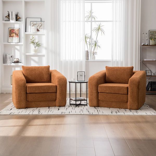 English Elm 40" Chenille Cloud Floor Chair Convertible Sleeper Sofa Lounge for Dorm Apartment Bedroom Orange W3118P388896