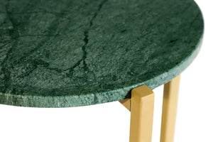 English Elm Marble Side Table With Elegant Green Top & Gold Metal Frame - Stylish Accent For Any Space! B346P320737