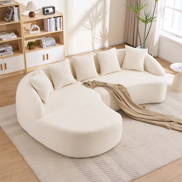 English Elm New Chenille L-shaped Sectional Curved Chaise Modular Sofa for Modern Living Spaces W2231S00053