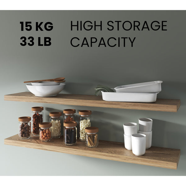 English Elm Macadamia Floating Shelf with Concealed Brackets, 47.3" Wide Melamine Shelf for Minimalist Décor and Durable Display B062P380037