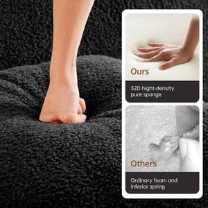 English Elm U-Shaped Plush Teddy Fabric Boneless Sofa - No Assembly, Ergonomic Design, Perfect For Living Rooms! W714S01460-GIGA