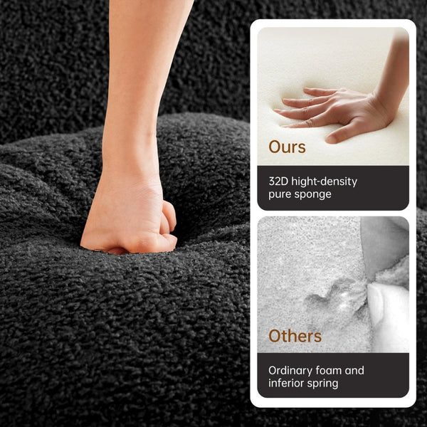 English Elm U-Shaped Plush Teddy Fabric Boneless Sofa - No Assembly, Ergonomic Design, Perfect For Living Rooms! W714S01460-GIGA