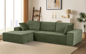 English Elm Cozyform Convertible Sectional Sofa In Dark Green Corduroy, No Assembly, Versatile Comfort & Style B2735P359709