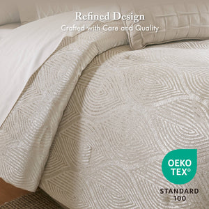English Elm 10-piece California King Velvet Jacquard Comforter Set Layered Bedding with Microfiber Shams Champagne B035P482942