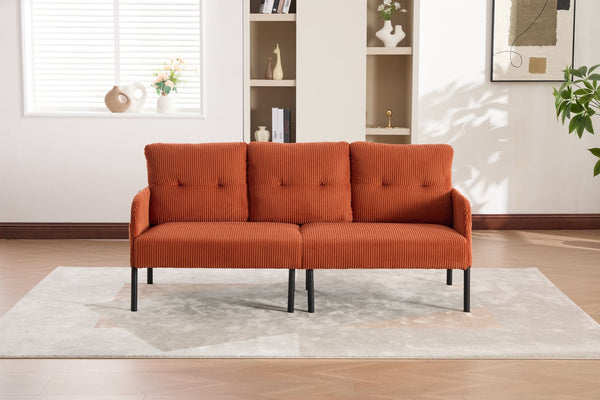 English Elm United We Win Corduroy Loveseat Plush Ergonomic Sofa with Spring Support Metal Legs Orange W1568P410045