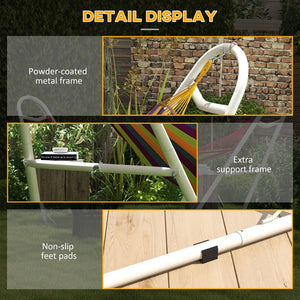 English Elm Outsunny Portable Hammock Stand For 2, Adjustable Steel Frame, 550 Lbs Capacity, Easy Setup, White W2225P174054-GIGA