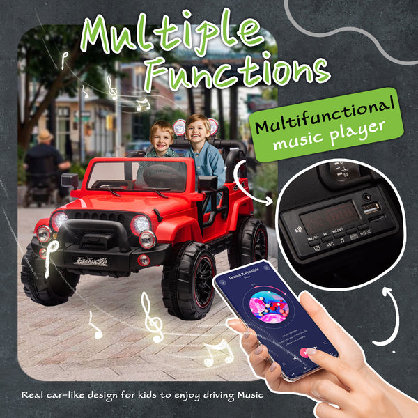 English Elm 24v Kids Electric Ride on Car with Parental Remote Rear Suspension and Bluetooth Audio Red W1578P228745