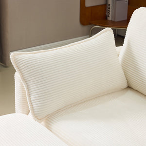 English Elm 136" Plush Cloud Modular 4-Seater Sofa with 2 Ottomans, Beige Corduroy, High-Resilience Foam Comfort, Durable Wood Frame W1829S00064