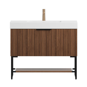 English Elm Dina Floating Bathroom Vanity Sintered Stone Top Glass Basin Striped Plywood Cabinet W2615S00255