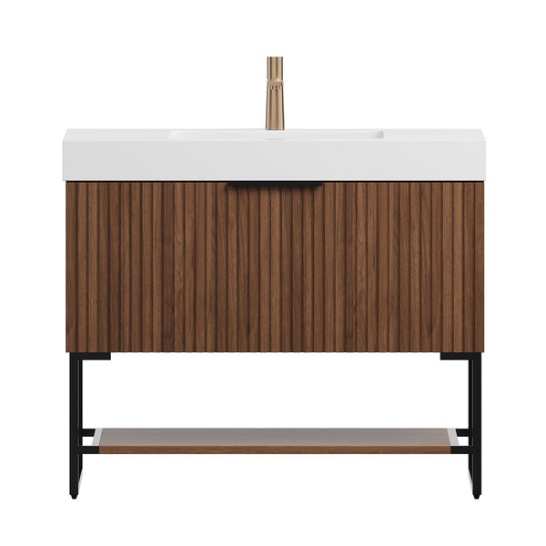 English Elm Dina Floating Bathroom Vanity Sintered Stone Top Glass Basin Striped Plywood Cabinet W2615S00255