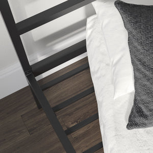 English Elm Twin Metal Platform Bed with Headboard, Black Finish — Space-Saving, Sturdy Support & Under-Bed Storage B356P367950