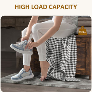 English Elm HOMCOM Rustic Brown Storage Chest Bench 29.9" with Safety Hinges, 264 lb Seat, Hidden 88 lb Bin W2225P173957