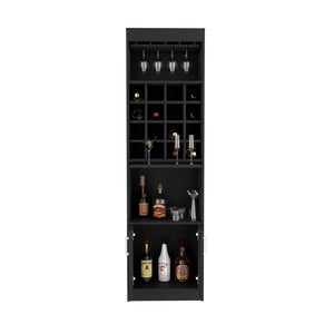English Elm Being Kava Bar Cabinet - Compact Double Door Design With Wine Rack & Shelves For Small Spaces B070S00332