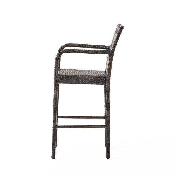 English Elm Littleton Outdoor Woven Faux Rattan Barstools Set of Two for Patio Pool Deck N758P391492D
