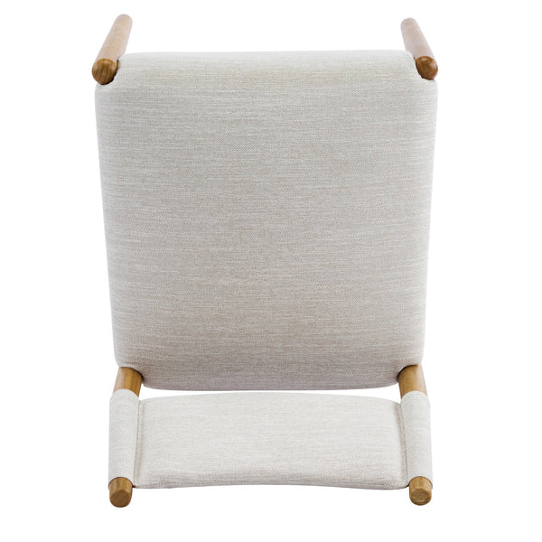 English Elm Mid-century Modern Linen Blend Dining Chairs Rubberwood Legs Sculptural Backrest Set of 2 Beige+Natural N768P442401N