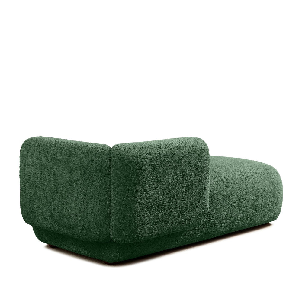 English Elm Upholstered Boucle Chaise Lounge with Wooden Legs for Bedroom or Living Room W5515P437373