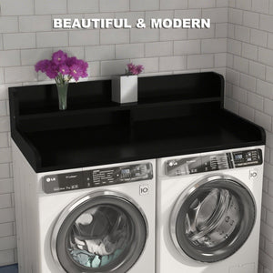 English Elm 2-Tier Washer and Dryer Countertop 54" x 27.5" Laundry Topper with 2.75" Guard – Durable Folding Station Black W3101P352112