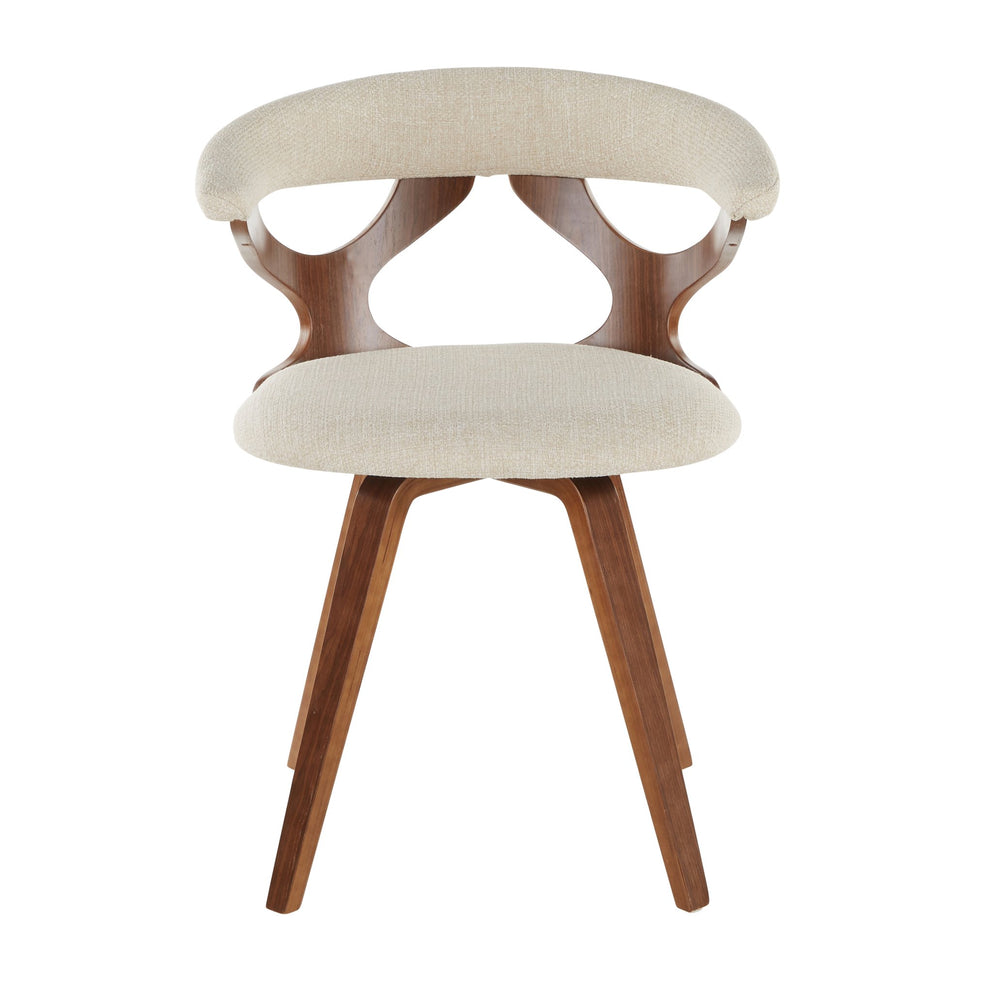 English Elm Gardenia Swivel Accent Chair Mid Century Walnut Legs Cream Upholstered Sculptural Back B202P223568