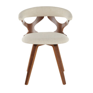 English Elm Gardenia Swivel Accent Chair Mid Century Walnut Legs Cream Upholstered Sculptural Back B202P223568