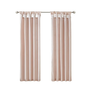 English Elm Twist Tab Lined Curtain Panel Blush 50X84" - Luxurious Faux Silk, Elegant Draping & Easy Installation B03598207-GIGA