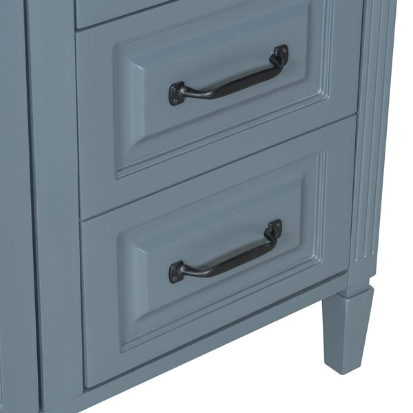 English Elm 36-Inch Modern Bathroom Vanity With Ceramic Sink Top, Storage Drawers, And Stylish Blue Gray Finish N725P350849E