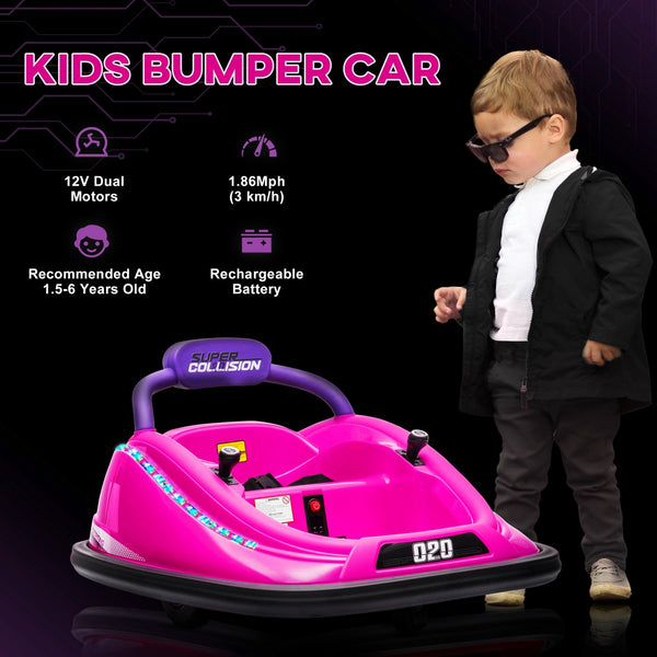 English Elm Aosom 12v Kids Bumper Car Ride on Toy with Dual Joysticks and Parental Remote W2225P249894
