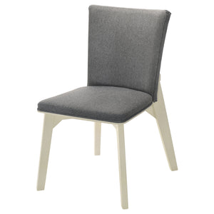 English Elm Grey Upholstered Dining Chair Set of 2 - Plush Gray Fabric, Distressed White Angular Base, Modern Comfort B011P298241