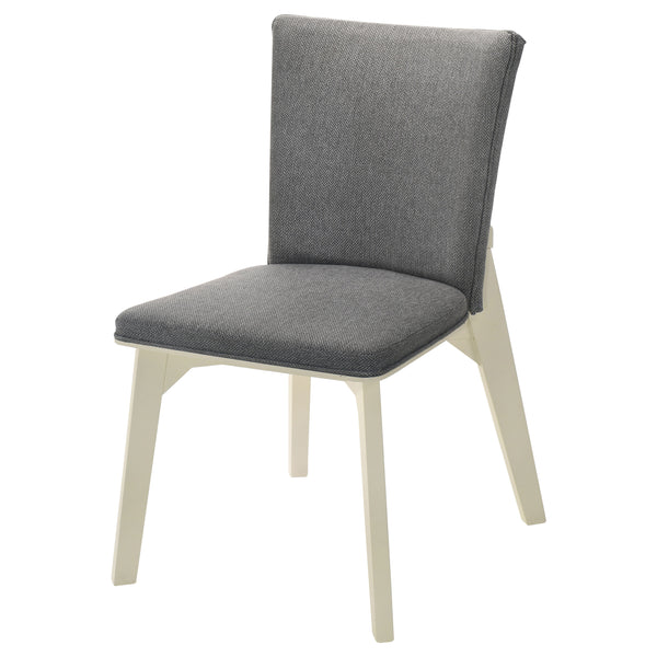 English Elm Grey Upholstered Dining Chair Set of 2 - Plush Gray Fabric, Distressed White Angular Base, Modern Comfort B011P298241