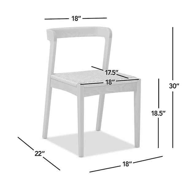 English Elm Jennifer Taylor Home - Capri Handcrafted Oak Dining Chair with Curved Back and Woven Natural Fiber Seat, Sculptural Elegance Brown B2719P395563