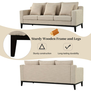 English Elm Mirod Three Seat Sofa Birch Legs Pocket Spring Support Contemporary Living Room Beige N760P243326A