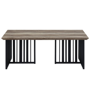 English Elm Antique Oak Coffee Table With Sturdy Black Metal Base - Stylish Blend Of Vintage And Modern Design B062P209139