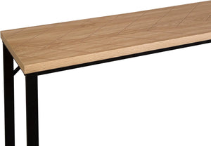 English Elm Bali Coastal Modern Console Table With Natural Wood Top & Sleek Black Metal Legs For Versatile Style B347P339205