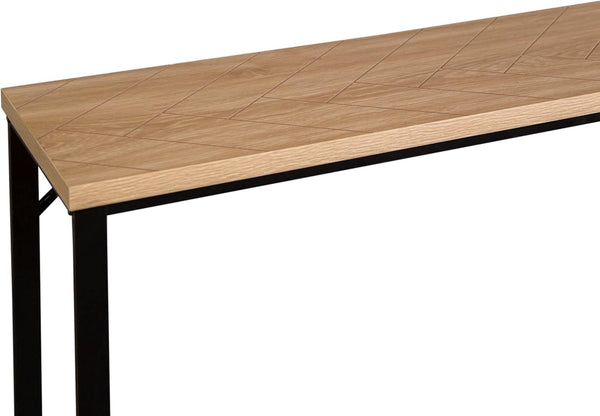 English Elm Bali Coastal Modern Console Table With Natural Wood Top & Sleek Black Metal Legs For Versatile Style B347P339205