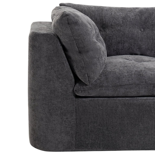 English Elm Modern Chenille Cloud Sectional with Ottoman Deep Sink Modular L Shaped Living Room Sofa Dark Grey W2379S00004