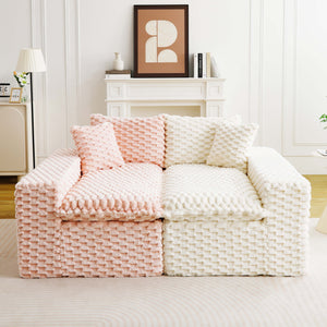 English Elm Luxury Color-Block Turtle Velvet Sofa - Versatile Modular Design For Stylish Living Room Comfort W3371S00044